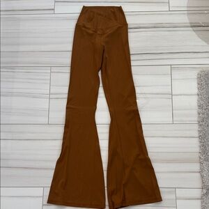 Elegant High-Waisted Brown Flared Leggings